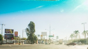 Driving in to Hermosillo for a visit last year, the view through my windshield at a traffic light.